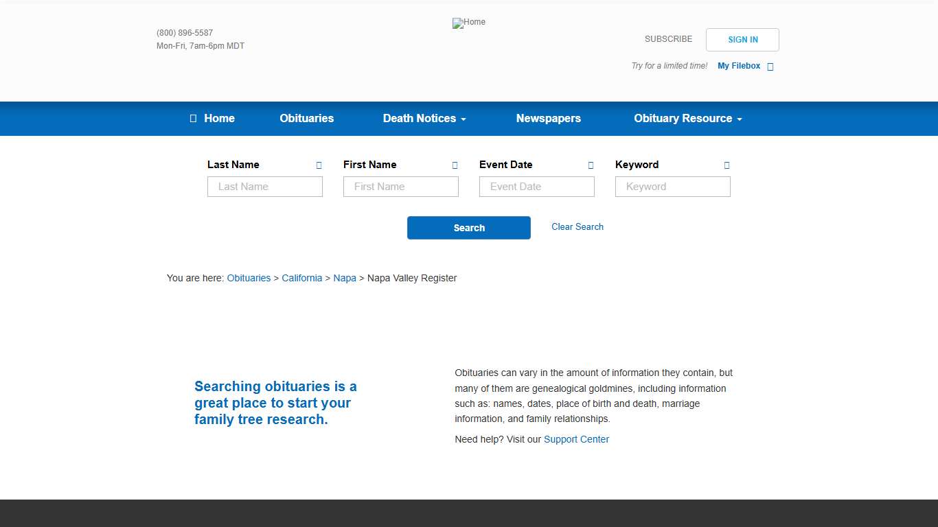 Napa Valley Register Obituaries (2001 – 2026) - Napa, CA