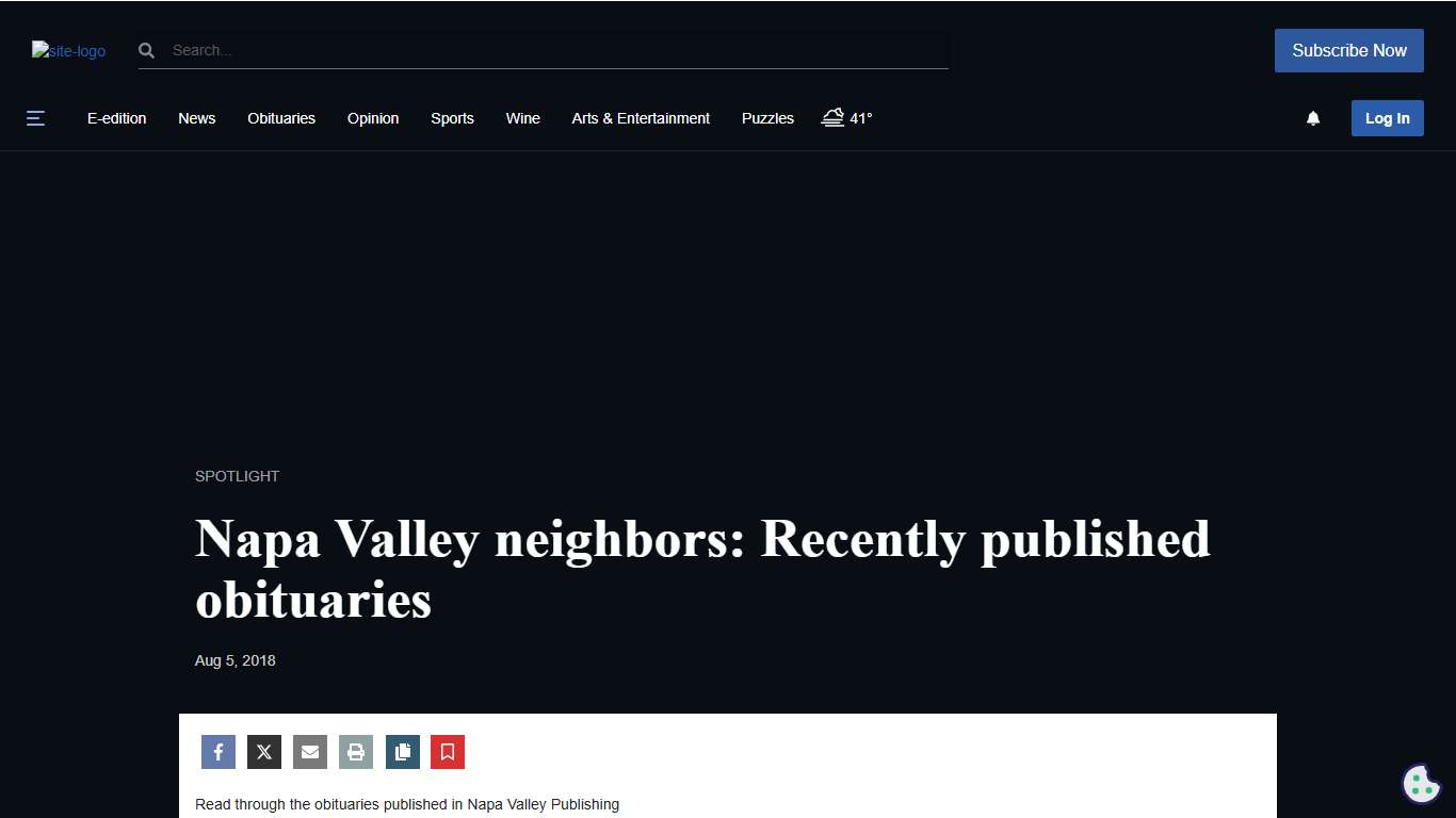 Napa Valley neighbors: Recently published obituaries | News | napavalleyregister.com