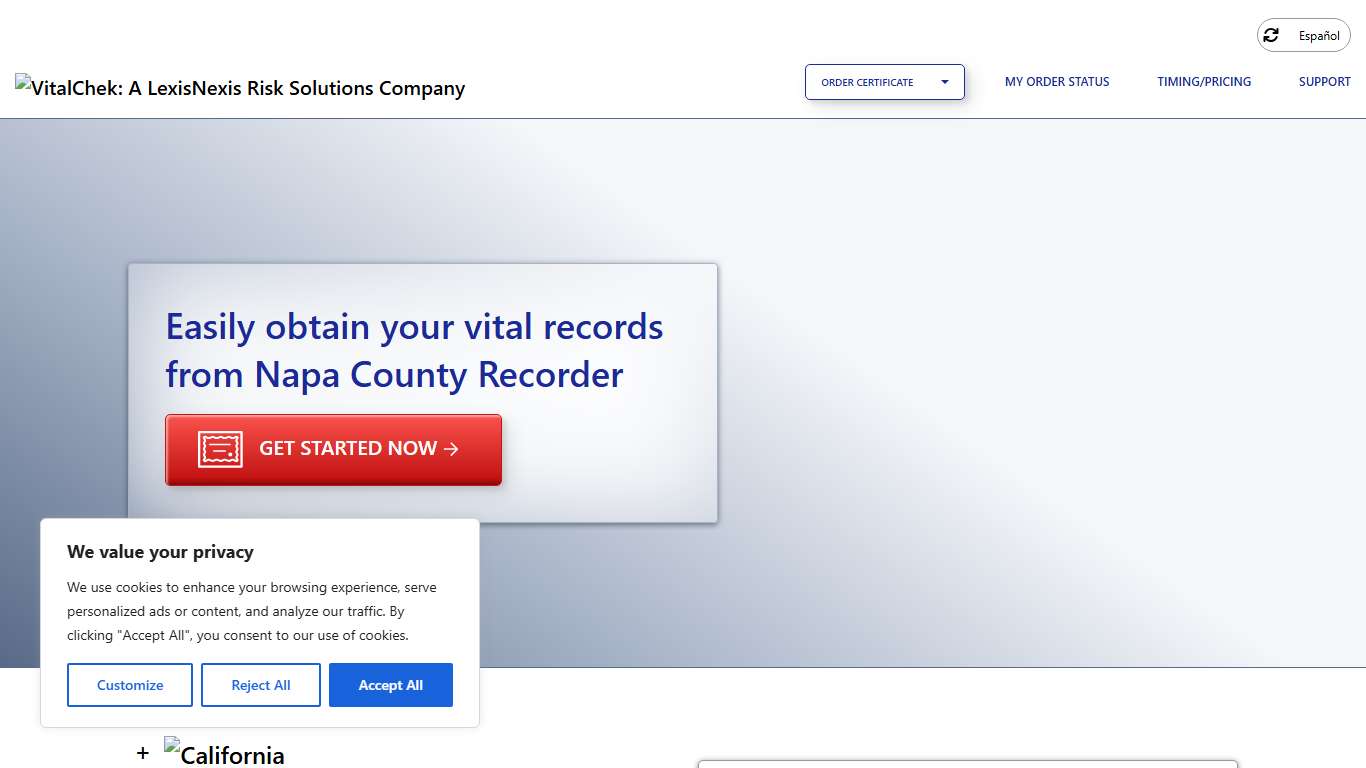 Napa County Recorder (CA) | Order Certificates - VitalChek
